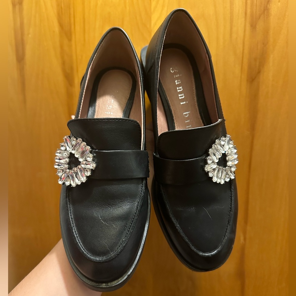 Gianni Bini Black Flats with Crystal Embellishment